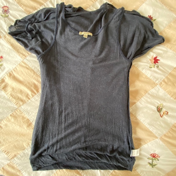 Bordeaux I Anthro I Blue Draped Top with Built-In Tank - Picture 10 of 16